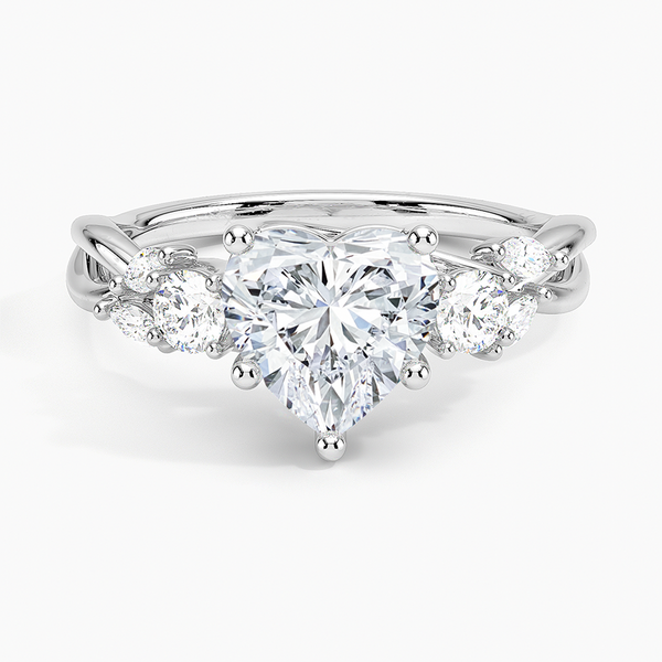 Willow Three Stone Diamond Engagement Ring  [Setting Only] - EC121H With 0.53 Carat Heart Shape Lab Diamond