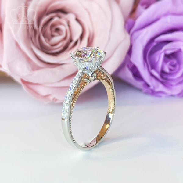 Vintage Side Stone Engagement Ring [Setting Only] - LGV004