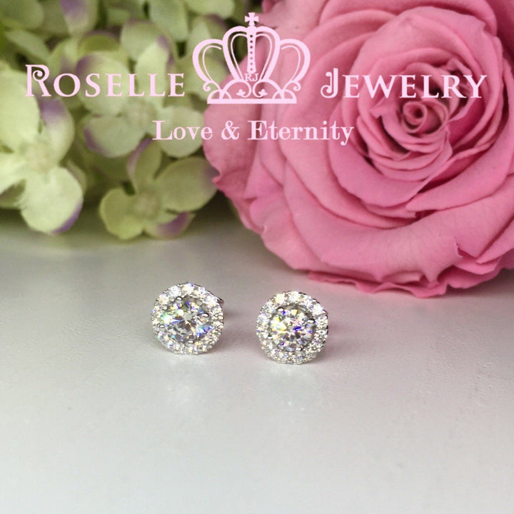 Detachable Halo Stud Earrings - RR1 - Roselle Jewelry