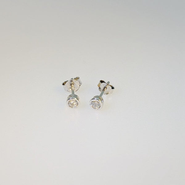 0.10CT Bezel Stud Earrings - R10 - Roselle Jewelry