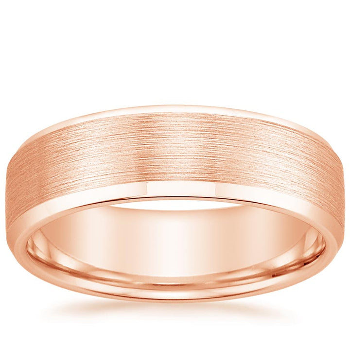 6.5mm Men's Beveled Edge Matte Wedding Ring - NM31 - Roselle Jewelry