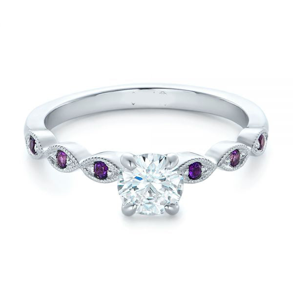 Custom Diamond And Amethyst Engagement Ring [Setting Only] - EC093 - Roselle Jewelry