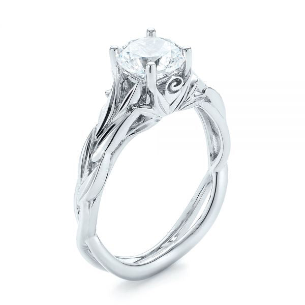 Floral Solitaire Diamond Engagement Ring [Setting Only] - EC042 - Roselle Jewelry
