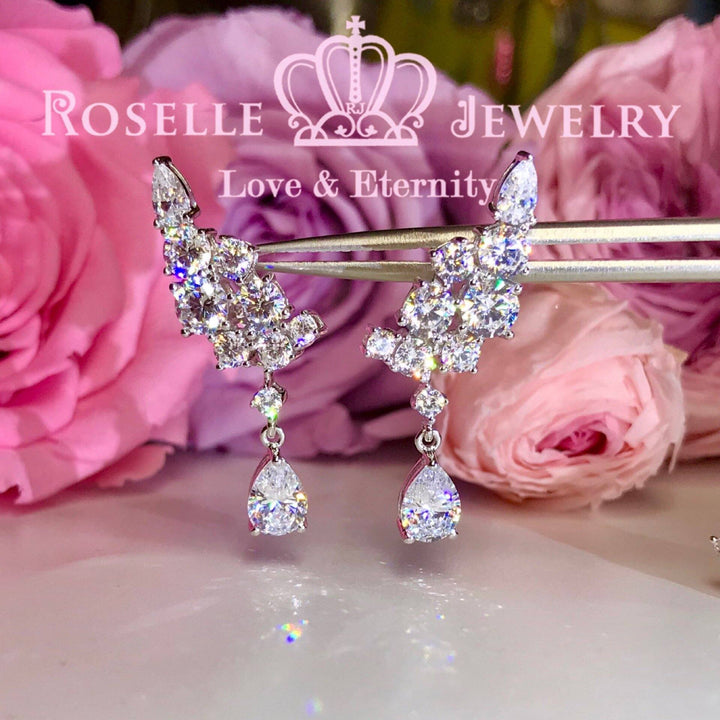 Sparkling Cluster Drop Earrings - DE12 - Roselle Jewelry