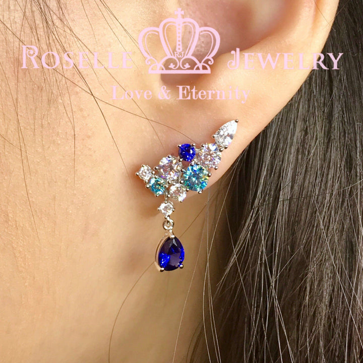 Sparkling Cluster Drop Earrings - DE12 - Roselle Jewelry