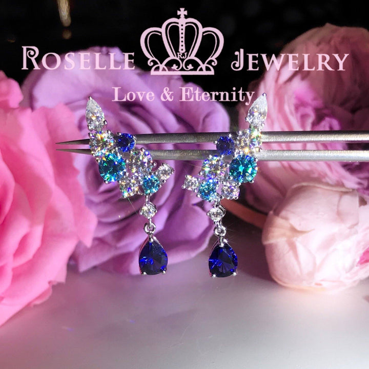 Sparkling Cluster Drop Earrings - DE12 - Roselle Jewelry