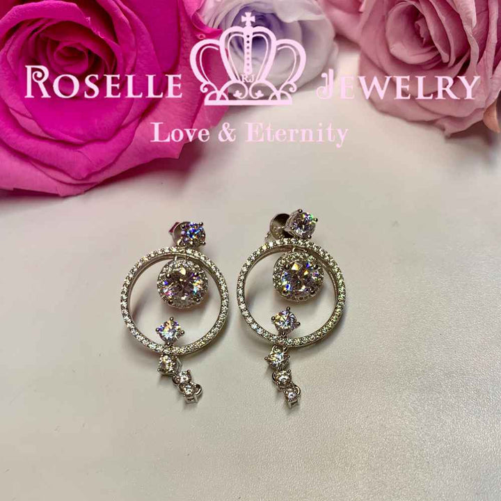 Sparkling Circle Drop Earrings - DE13 - Roselle Jewelry