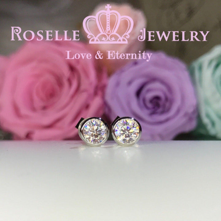 Bezel Stud Earrings - EB1 - Roselle Jewelry