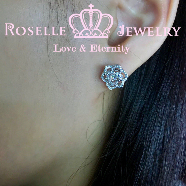 Rose Type Dancing Stone Stud Earrings - ED3 - Roselle Jewelry