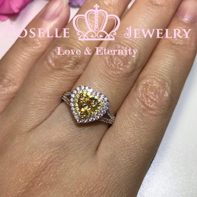 Heart Shape Fancy Yellow Halo Engagement Ring - VH4 - Roselle Jewelry