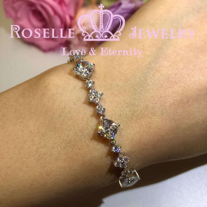 Cushion Cut & Brilliant Round Cut Bracelet - BC100 - Roselle Jewelry