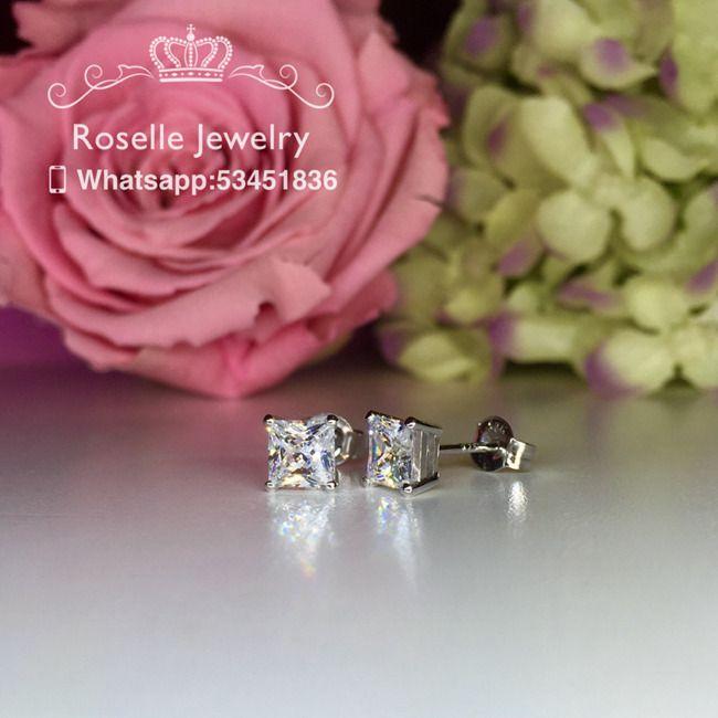 Princess Cut Stud Earrings - PS1 - Roselle Jewelry